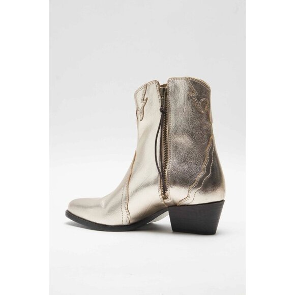 Free People New Frontier Western Boots in Gold 38.5 with Box Womens Bootie - Picture 3 of 16